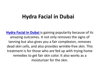 Hydra Facial in Dubai