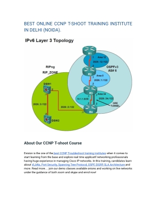 BEST ONLINE CCNP T-SHOOT TRAINING INSTITUTE IN DELHI (NOIDA).