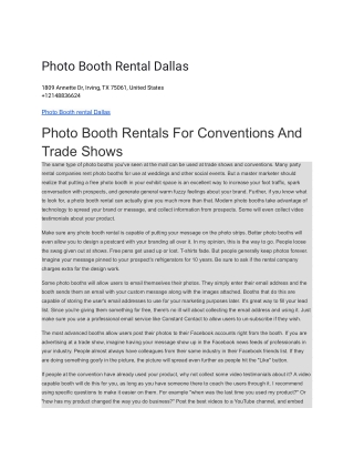 Photo Booth Rental Dallas