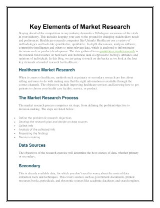 Key Elements of Market Research