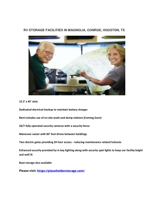 RV Storage Facilities in Magnolia, Conroe, Houston, TX