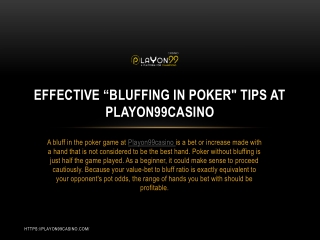 Effective Bluffing in Poker Tips at Playon99casino