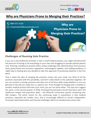 Why are Physicians Prone to Merging their Practices?