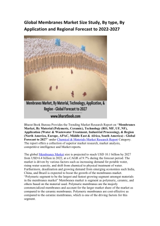 Global Membranes Market Research Report 2022-2027