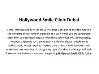 Hollywood Smile Clinic Dubai