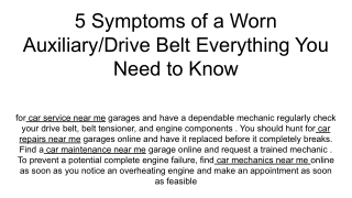 5 Symptoms of a Worn Auxiliary_Drive Belt Everything You Need to Know