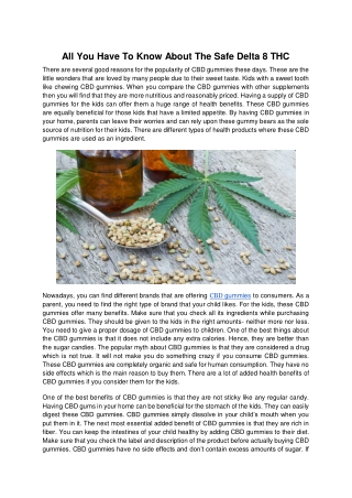All You Have To Know About The Safe Delta 8 THC