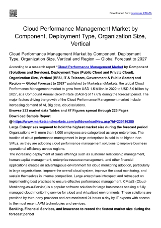 Cloud Performance Management Market by Component, Deployment Type, Organization