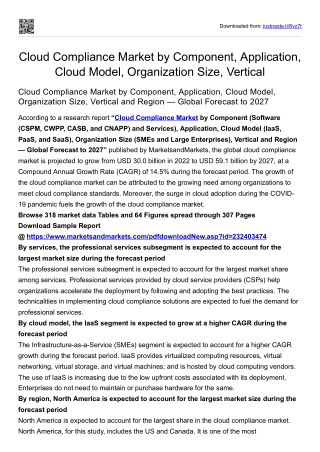Cloud Compliance Market by Component, Application, Cloud Model, Organization