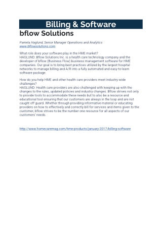 BFLOW'S DME Software