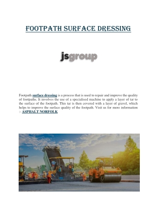 Footpath Surface Dressing--The JS Group