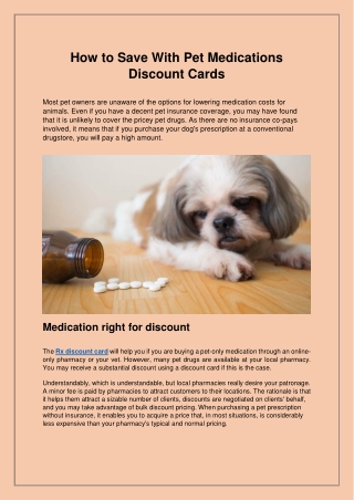 How to Save With Pet Medications Discount Cards