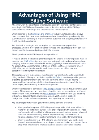 Advantages of Using HME Billing Software