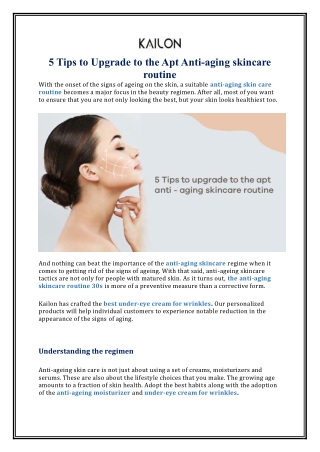 5 Tips to Upgrade to the Apt Anti-aging skincare routine