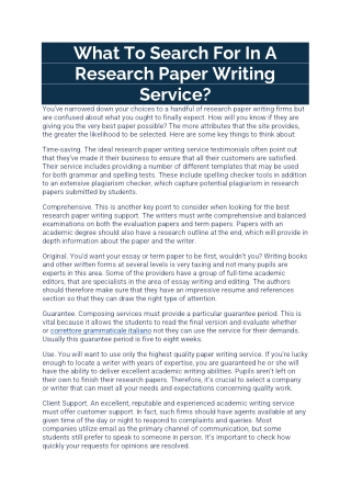 What To Search For In A Research Paper Writing Service