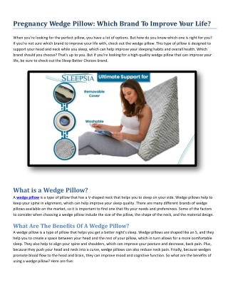 Pregnancy Wedge Pillow- Which Brand To Improve Your Life