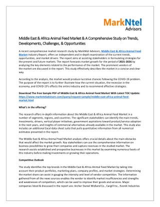 Middle East & Africa Animal Feed Market Share Size and Growth