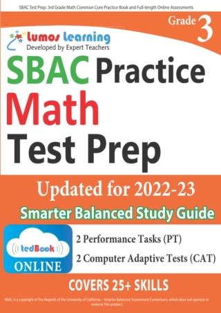 SBAC Test Prep 3rd Grade Math Common Core Practice Book and Full length