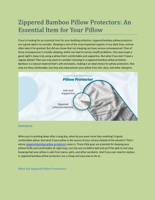 Zippered Bamboo Pillow Protectors: An Essential Item for Your Pillow