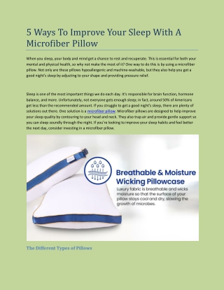 5 Ways To Improve Your Sleep With A Microfiber Pillow