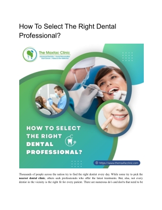 How to select the right dental professional