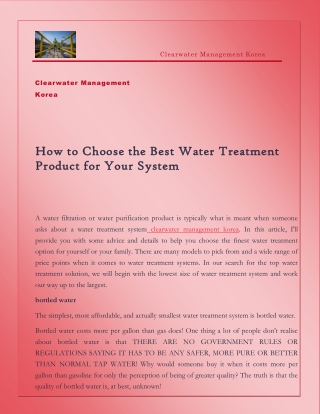 How to Choose the Best Water Treatment Product for Your System