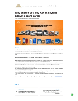 Ashok Leyland genuine parts from an Indian exporter