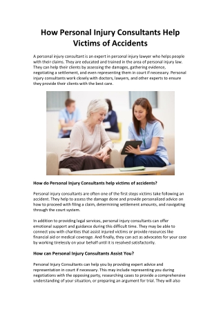 How Personal Injury Consultants Help Victims of Accidents
