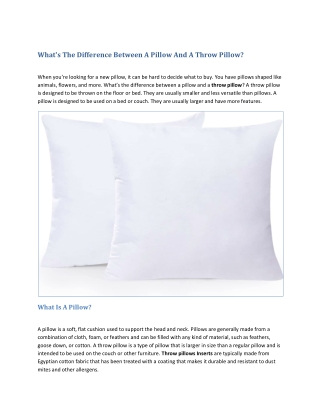 What's the difference between a pillow and a throw pillow