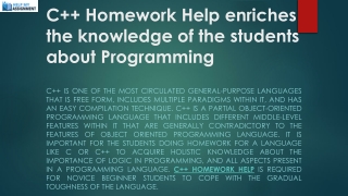 C   Homework Help enriches the knowledge of the students about Programming