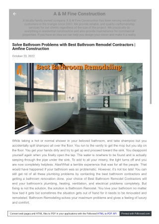 How much does a bathroom remodeling/renovation cost? | Amfine construction