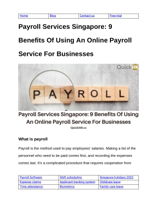 Payroll Services Singapore 9 Benefits Of Using An Online Payroll Service For Businesses