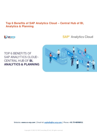 Top 6 Benefits of SAP Analytics Cloud – Central Hub of BI, Analytics & Planning