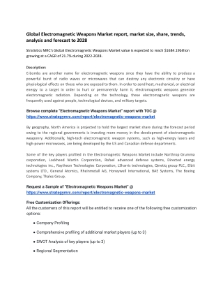 Global Electromagnetic Weapons Market report, market size, share, trends, analys