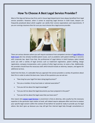 How To Choose A Best Legal Service Provider