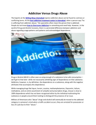Addiction Versus Drugs Abuse