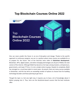 Top Blockchain Courses Provided by Best Institutes