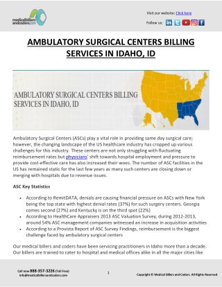 AMBULATORY SURGICAL CENTERS BILLING SERVICES IN IDAHO, ID