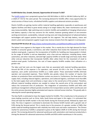 Forklift Market Size, Growth, Demand, Opportunities & Forecast To 2027