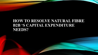 HOW TO RESOLVE NATURAL FIBRE B2B ‘S CAPITAL EXPENDITURE NEEDS