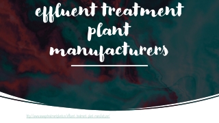 effluent treatment plant manufacturers- sewagetreatmentplants.in