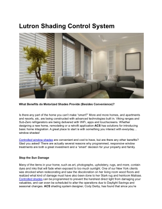 Lutron Shading Control System