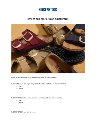 Know How to Take Care of Your BIRKENSTOCKS Footwears - Read Now!