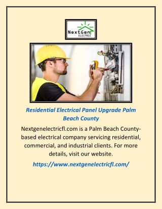 Residential Electrical Panel Upgrade Palm Beach County | Nextgenelectricfl.com