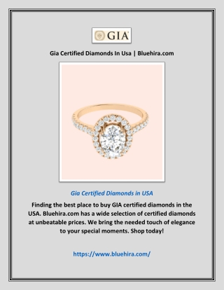 Gia Certified Diamonds In Usa | Bluehira.com