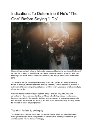 Indications To Determine if He’s “The One” Before Saying “I Do”
