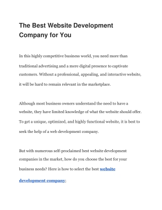 The Best Website Development Company for You