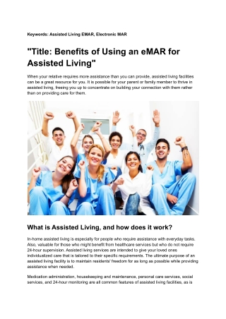 Benefits of Using an eMAR for Assisted Living
