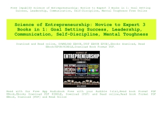 Free [epub]$$ Science of Entrepreneurship Novice to Expert 3 Books in 1 Goal Setting Success  Leadership  Communication