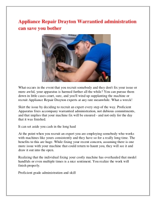 Find The Best Washing Machine Repair in Drayton.